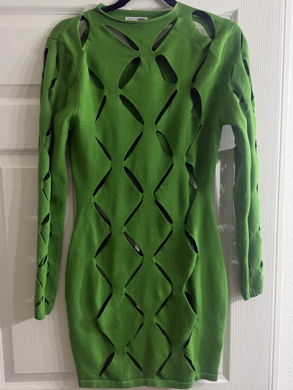 Fashion Nova Lime Green Long Sleeve Cutout Bodycon Dress